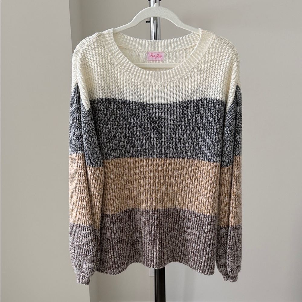 Pink Lily • Lost In This Moment Brown Colorblock Sweater